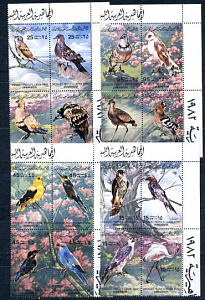 Ливия, 1982, Птицы, Цветы, 4   квартблока